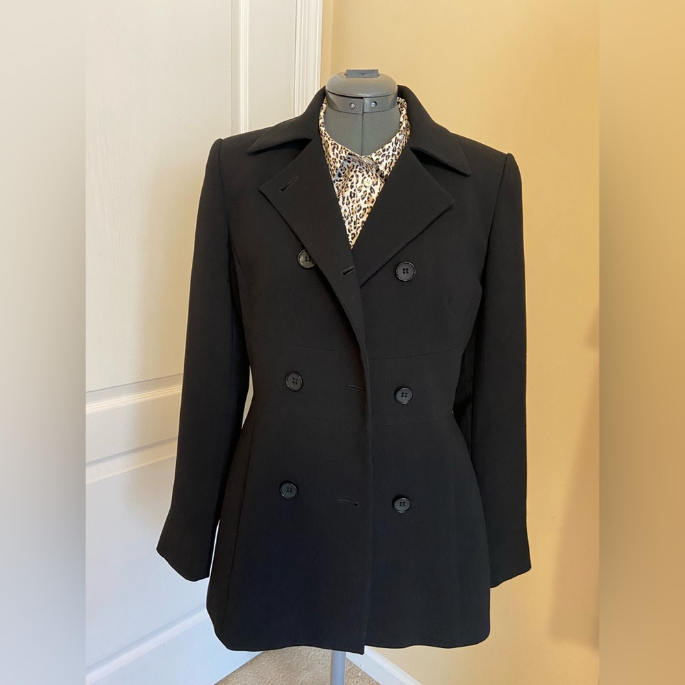 Liz Claiborne Suits Black Doubled Breasted Tapered Waist Suit Jacket Sz 6